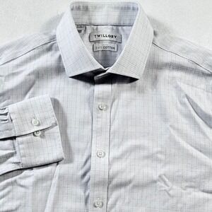TWILLORY Long‎ Sleeve Button Shirt Men's 16.5 32/33 Tailored Fit Non Iron Cotton